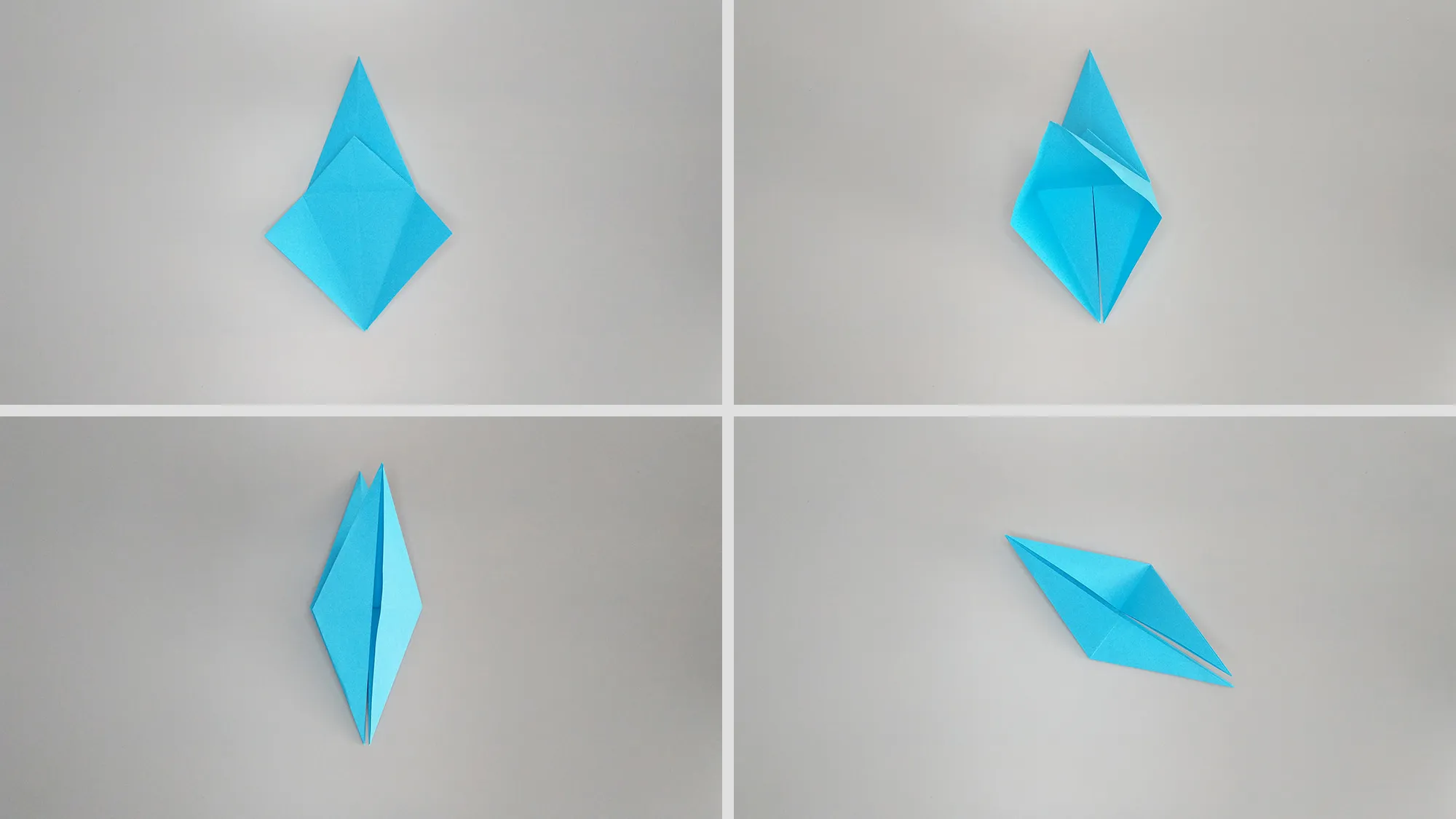 Sestavljanje origamskih žerjavov iz papirja. Prikaz 7