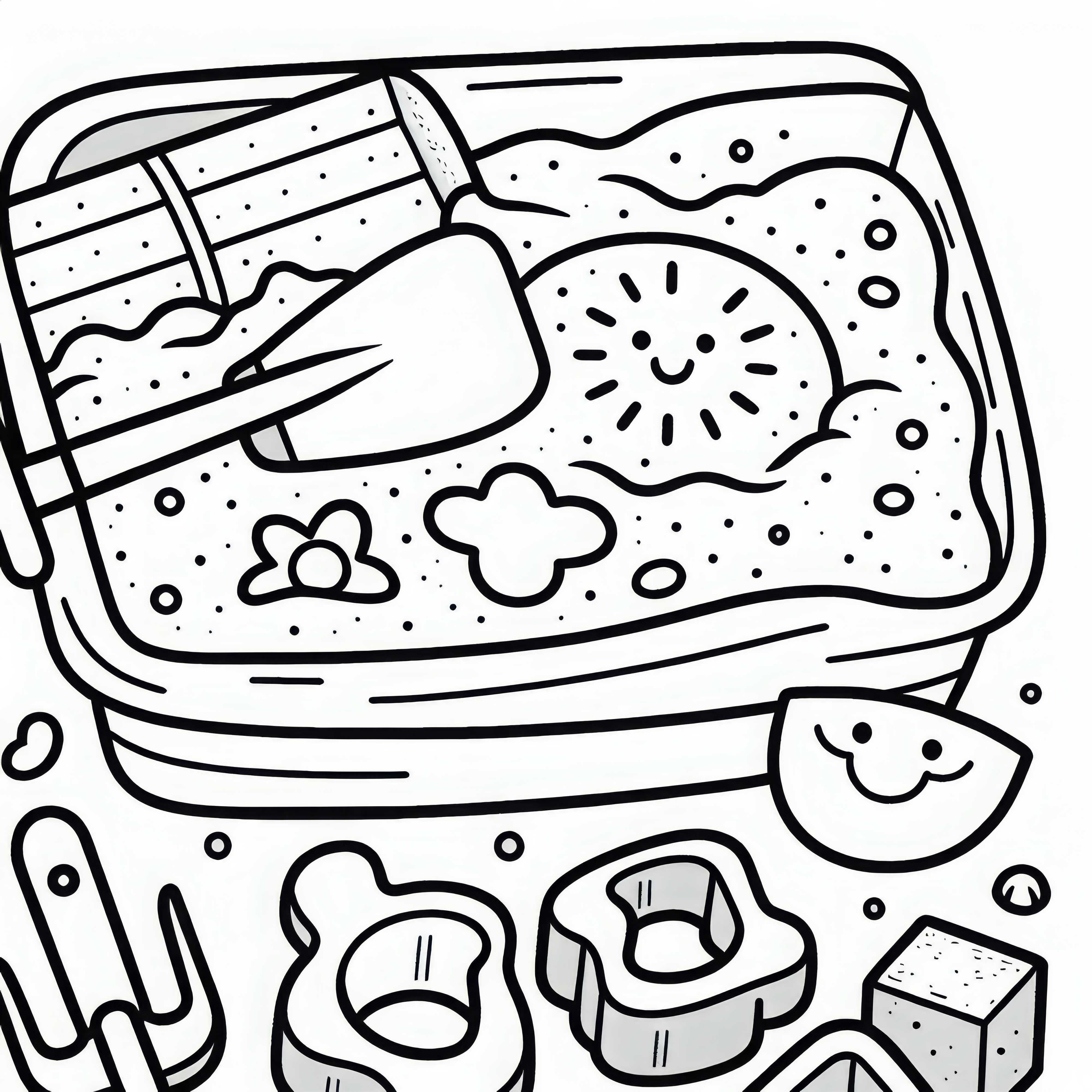 Лопата и формочка на песочнице – Раскраска бесплатно