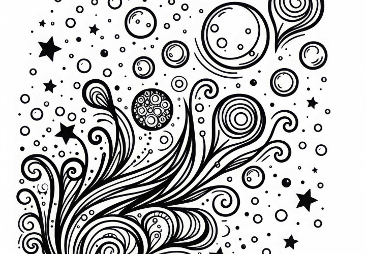 Мыльные пузыри волшебно парят в воздухе – раскраска