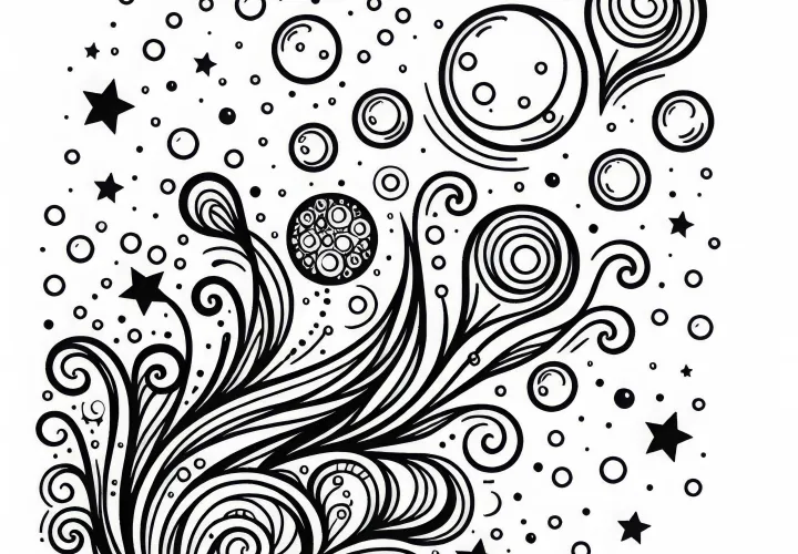 Мыльные пузыри волшебно парят в воздухе – раскраска