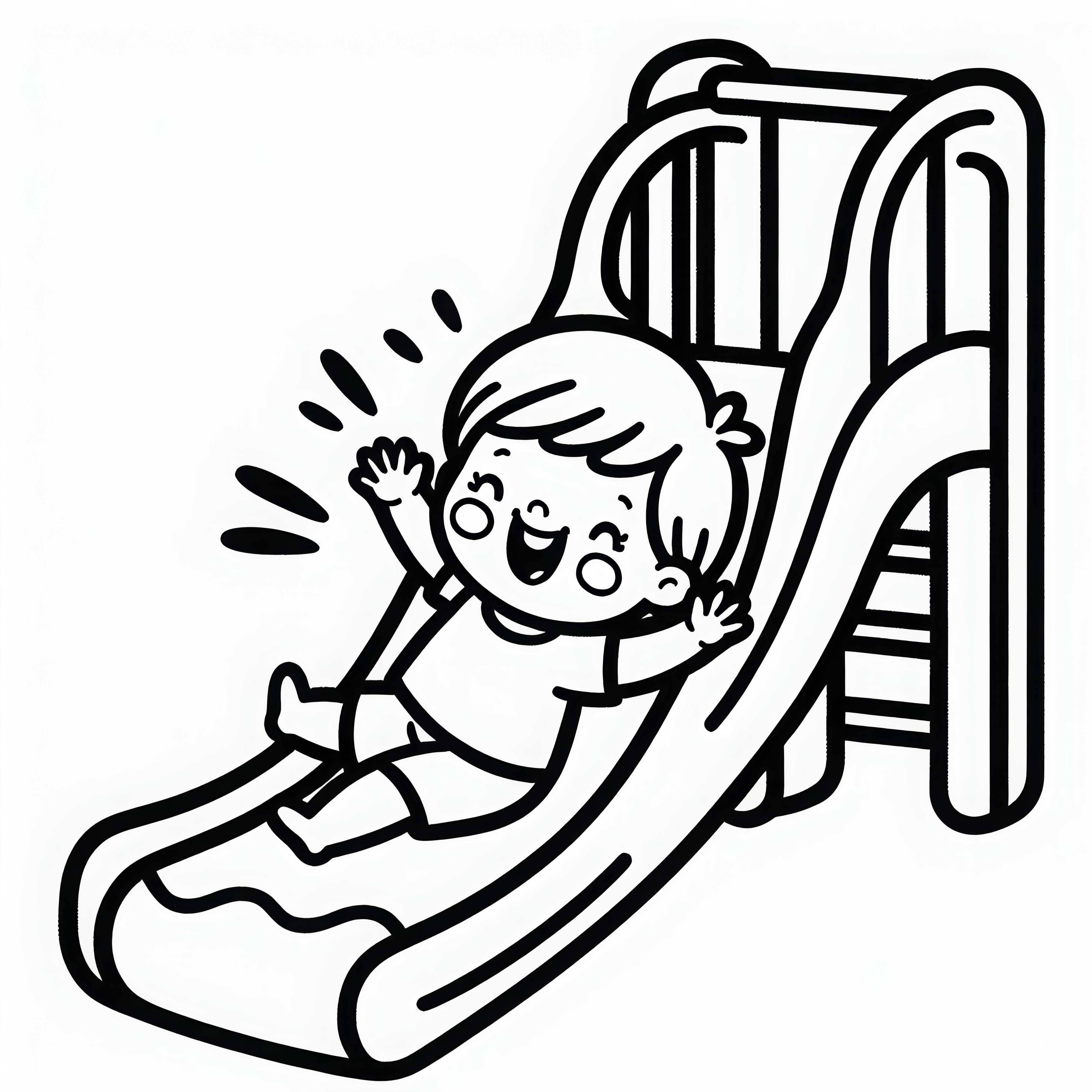 Ребенок весело скользит вниз по горке – бесплатная раскраска Ребёнок весело скользит вниз по горке - бесплатная раскраска