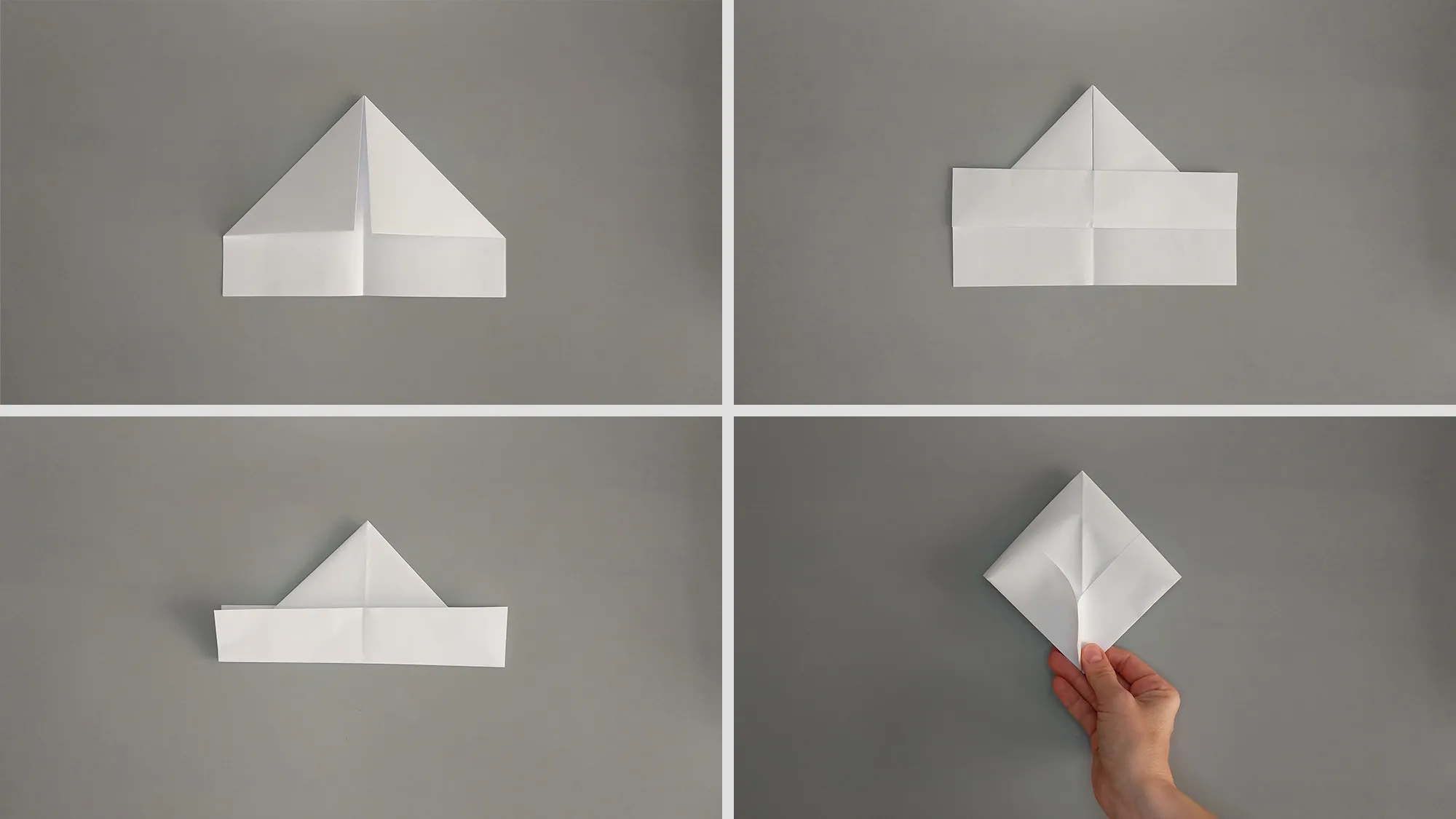 Falten eines Origami-Schiffs aus Papier. Illustration mit Anleitung Nummer 2