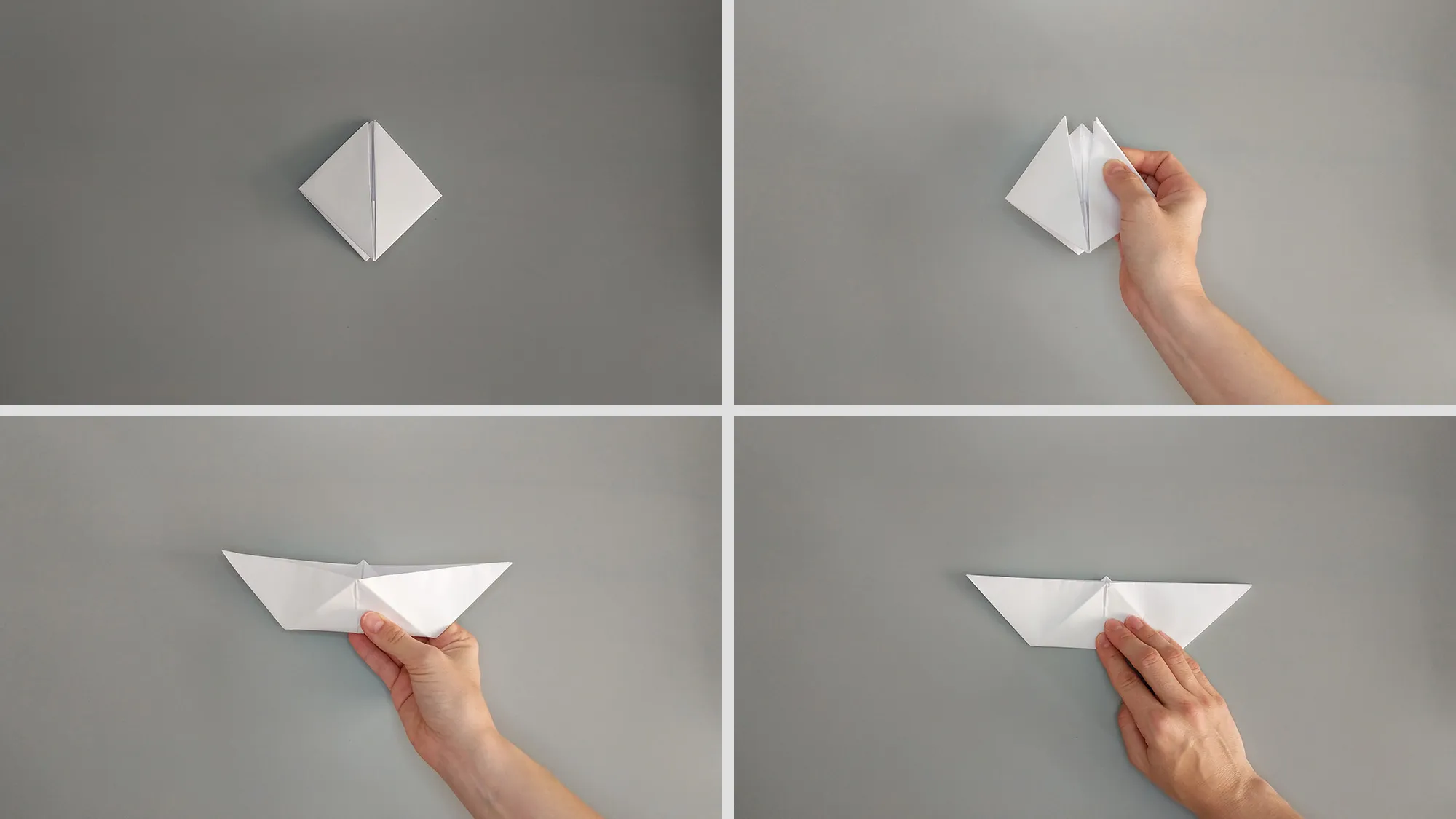 Falten eines Origami-Schiffs aus Papier. Illustration mit Anleitung Nummer 5