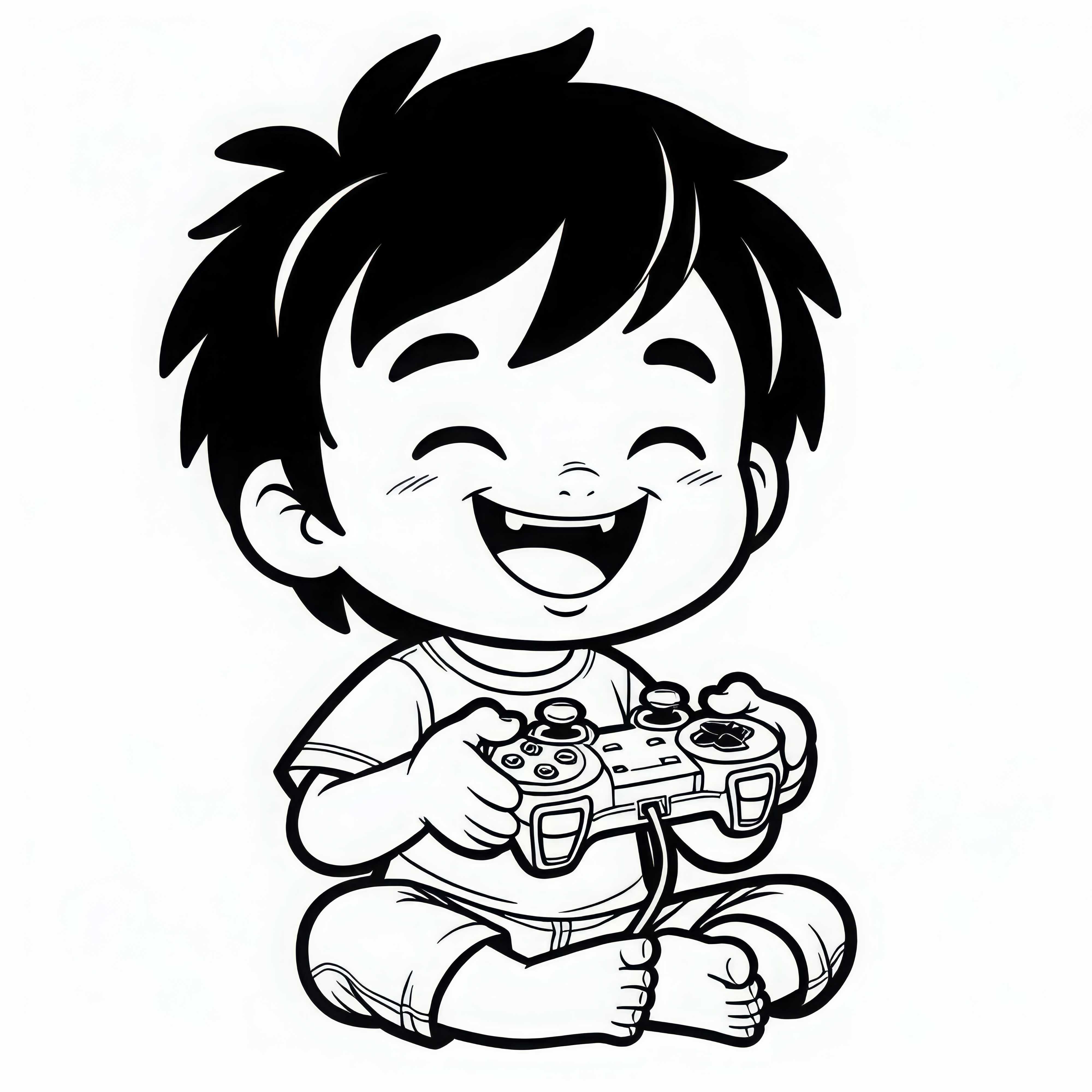 Criança brincando com console de jogos - Modelo de pintura gratuito