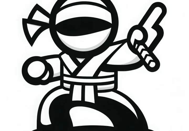 Ниндзя тренирует боевую позицию – бесплатная раскраска