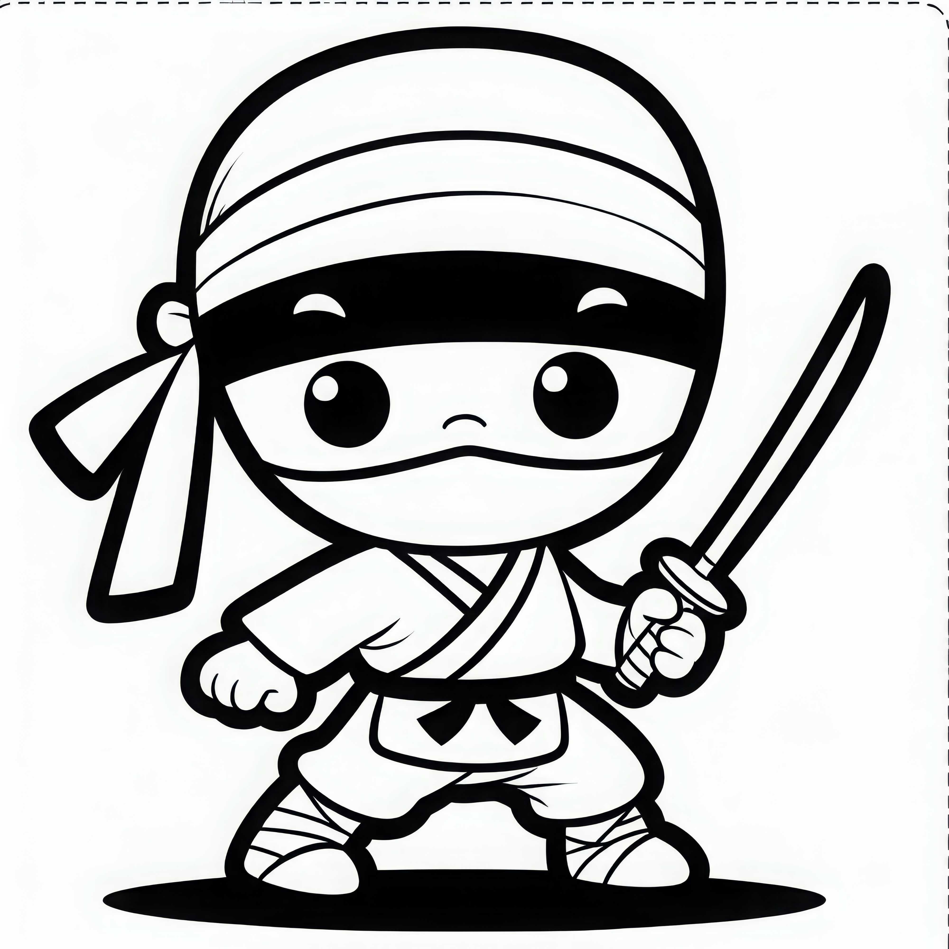 Pequeno ninja está corajosamente pronto para brincar - Desenho para colorir gratuito Pequeno ninja está corajosamente pronto para brincar - Desenho gratuito para colorir