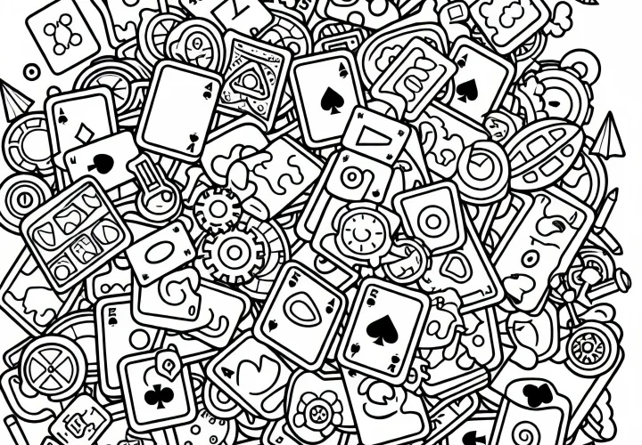 Игральные карты разбросаны по полу – бесплатный раскраски