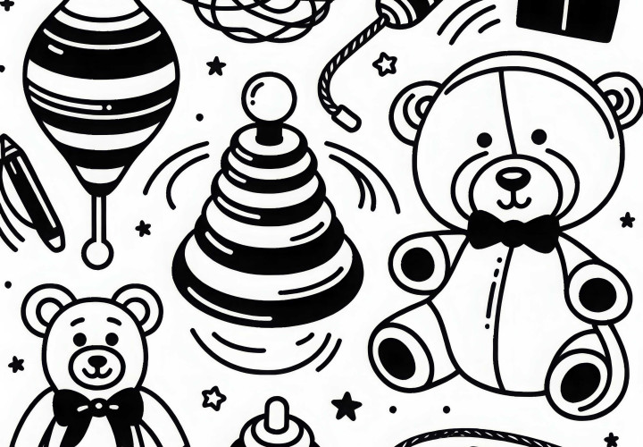 diferentes brinquedos imagem para colorir grátis