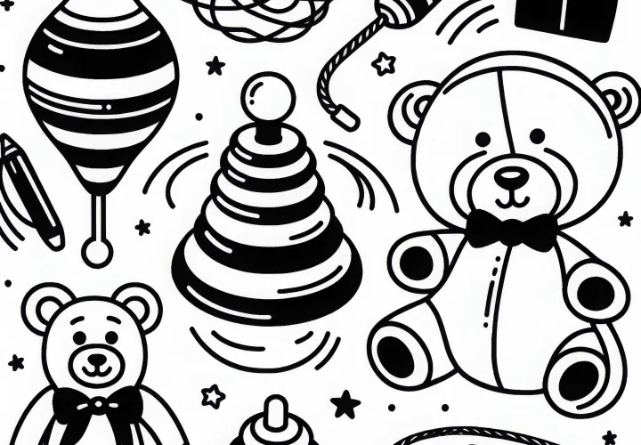 разнообразные игрушки раскраска бесплатно