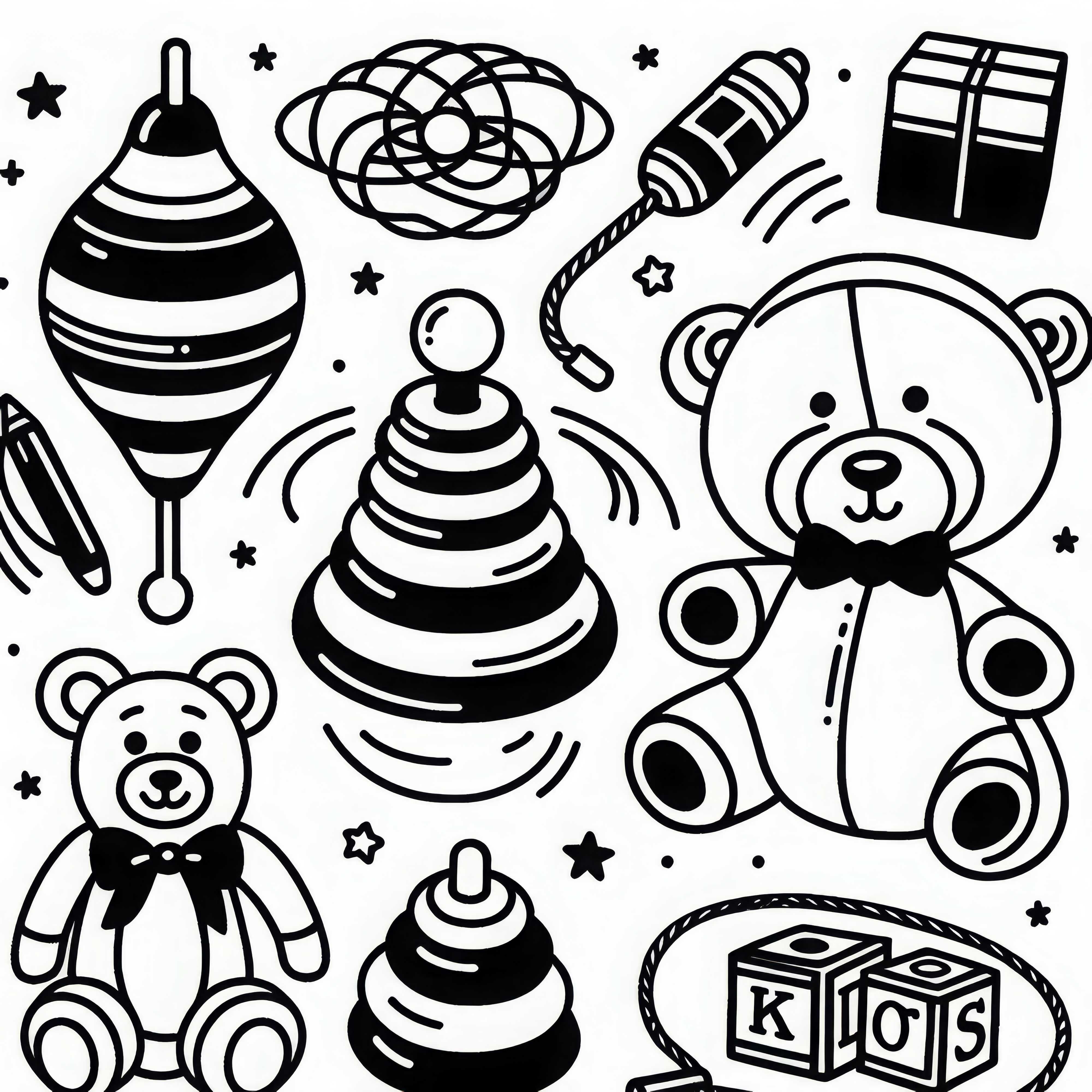 imagem para colorir de vários brinquedos grátis