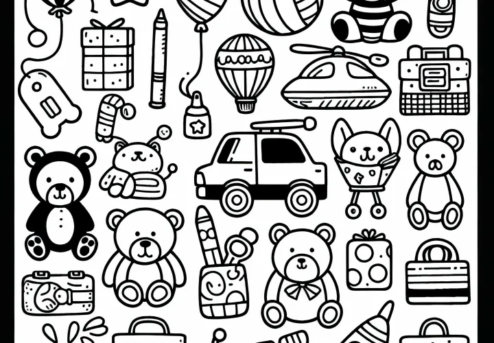 Разнообразные игрушки раскраска бесплатно