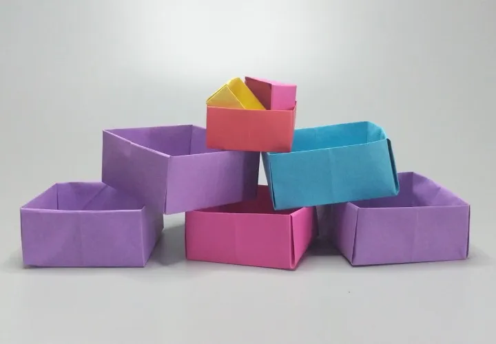 Dobrar caixas de papel: Instruções simples de origami