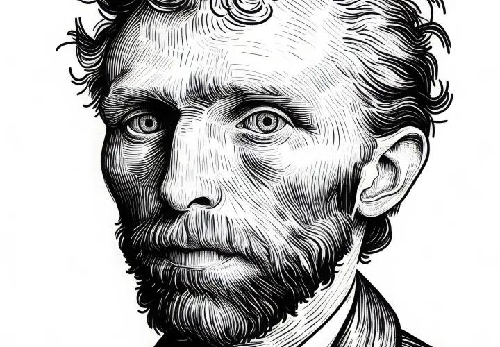 Kendime ait bir portre çizim tarzında: Vincent van Gogh'un boyama taslağı (Ücretsiz)