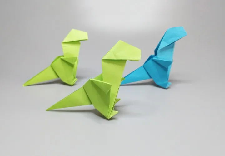 Origami Dinossauro: Instruções para dobrar um T-Rex