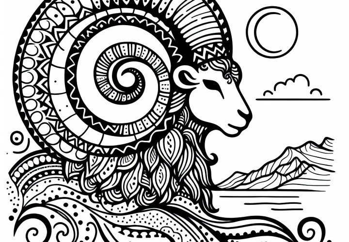 Coloring page Aries: Download zodiac sign for free & color online