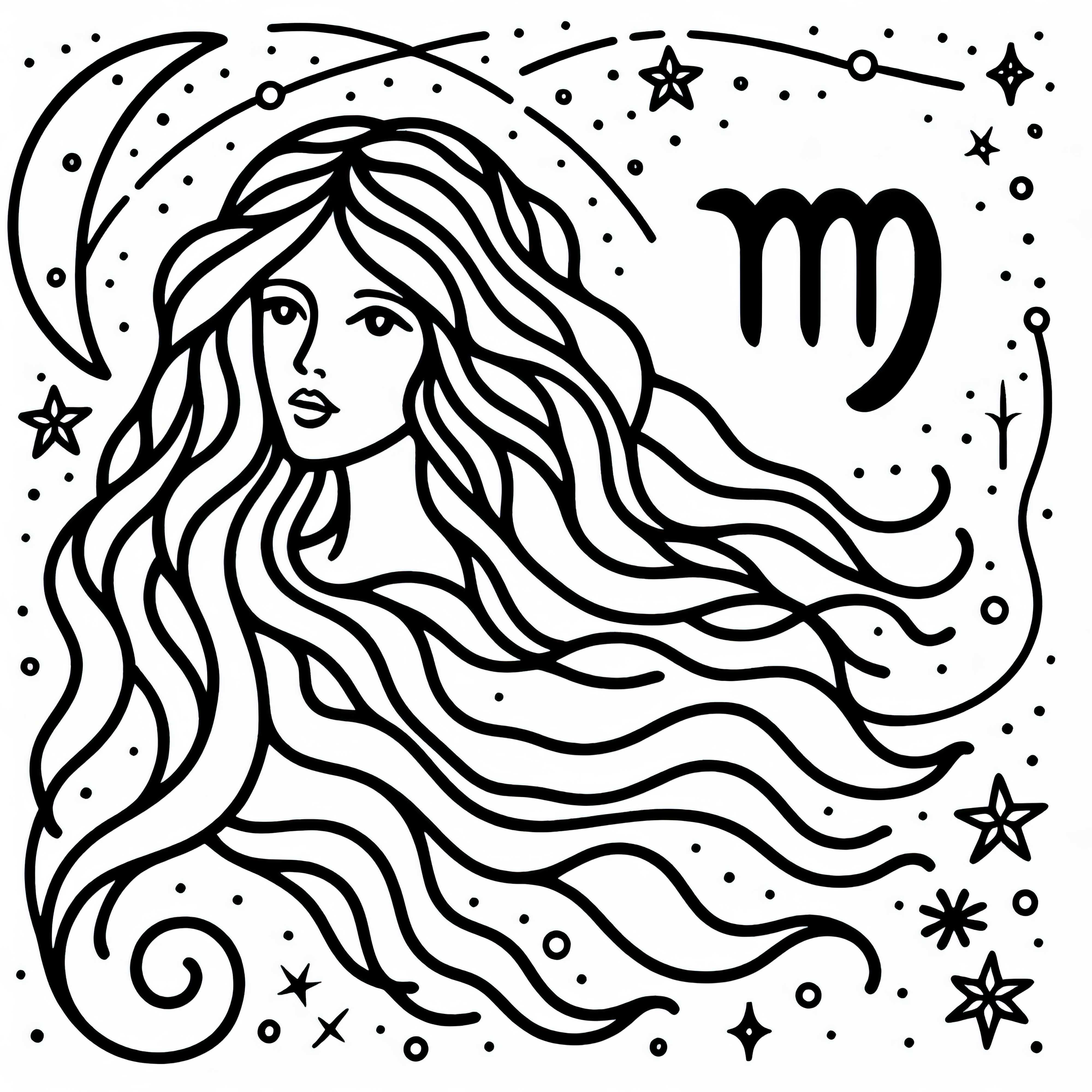 Virgo Coloring Page Zodiac Sign Free