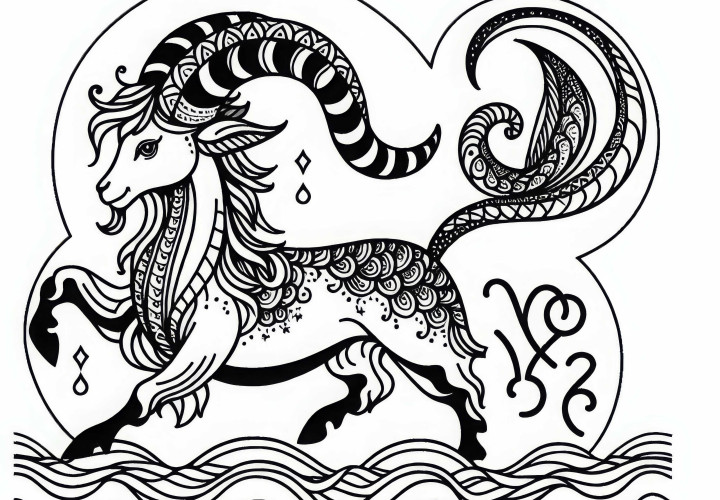 Capricorn coloring page for zodiac sign - Free Download
