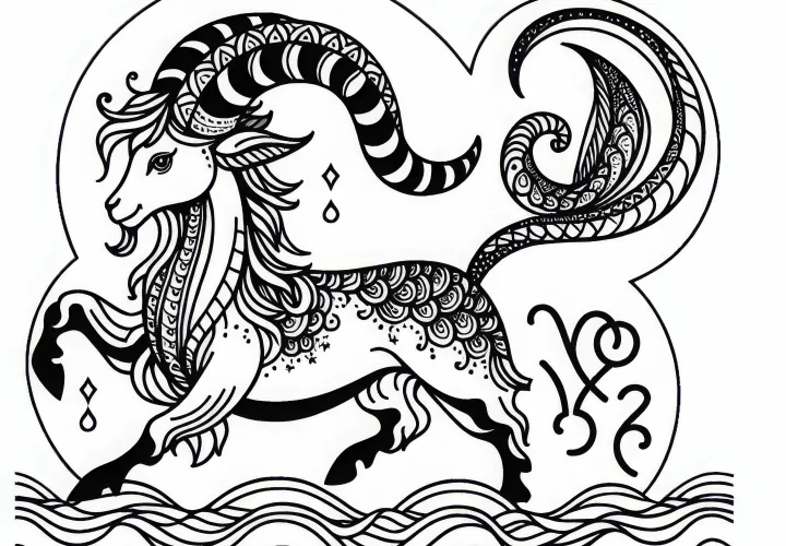 Capricorn coloring page for zodiac sign - Free Download