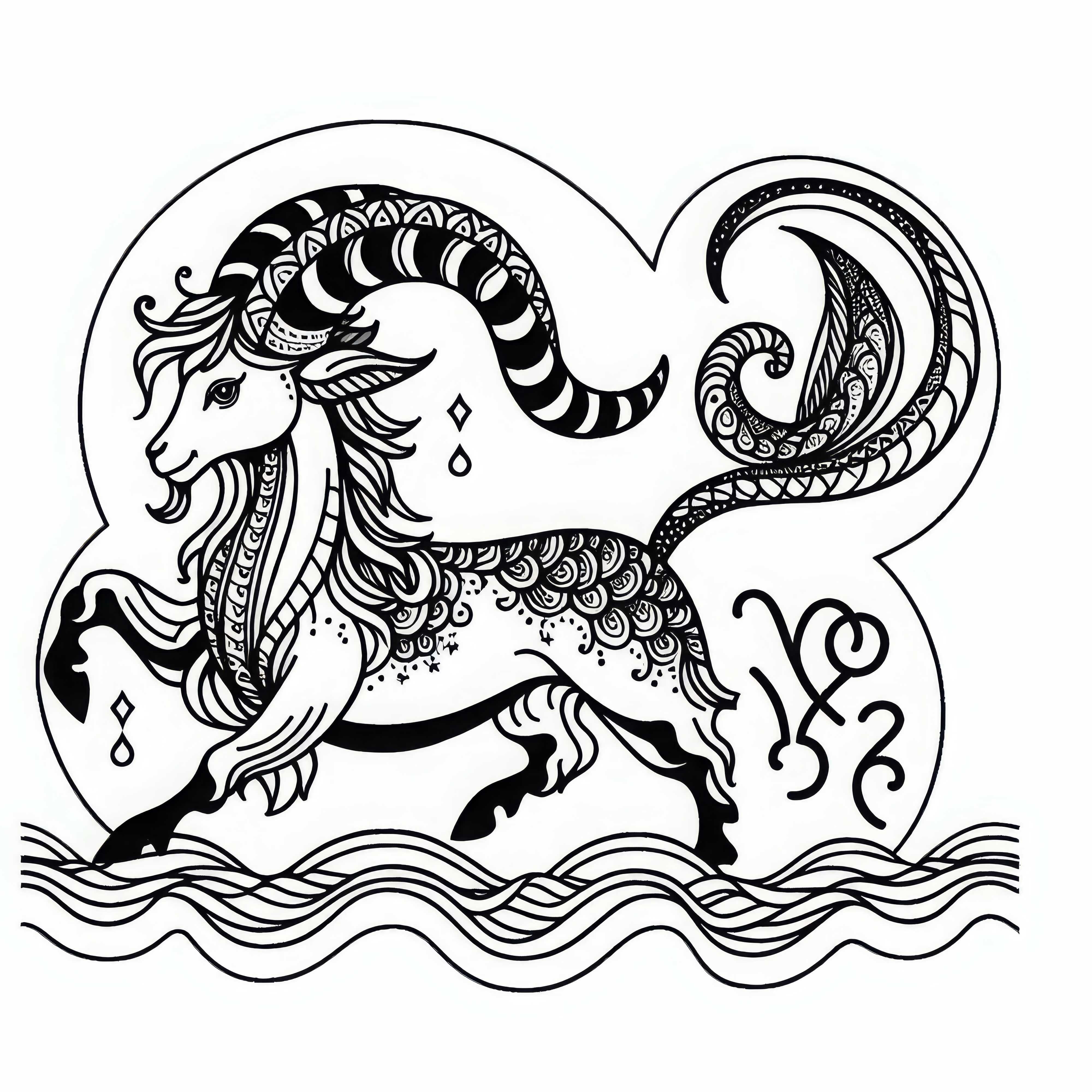 Capricorn coloring page for zodiac sign - Free to download