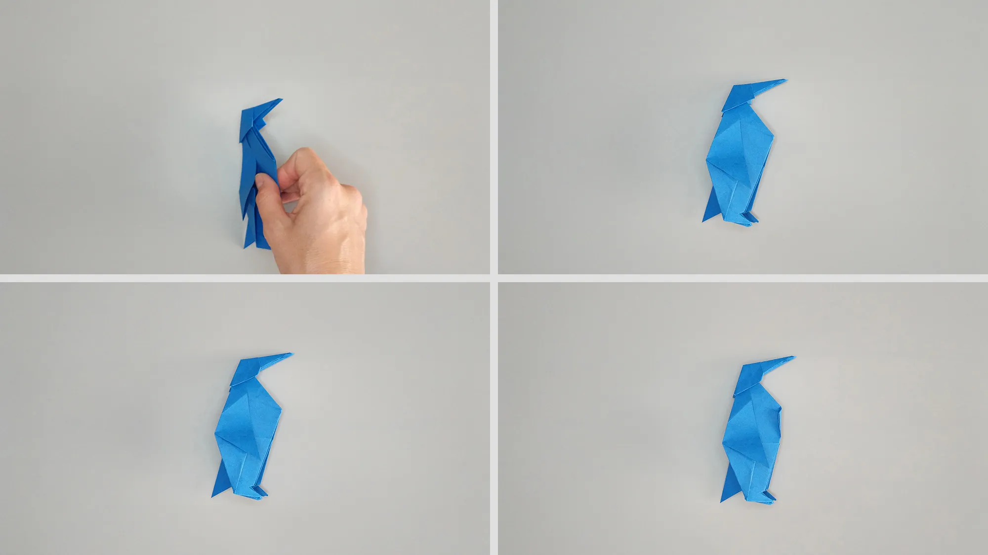Étape par étape, comment plier un pingouin en origami en papier. Étape 14