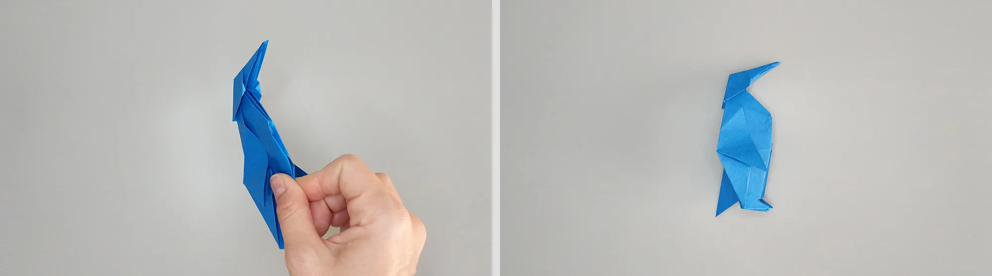 Étape par étape, comment plier un pingouin origami en papier. Étape 15