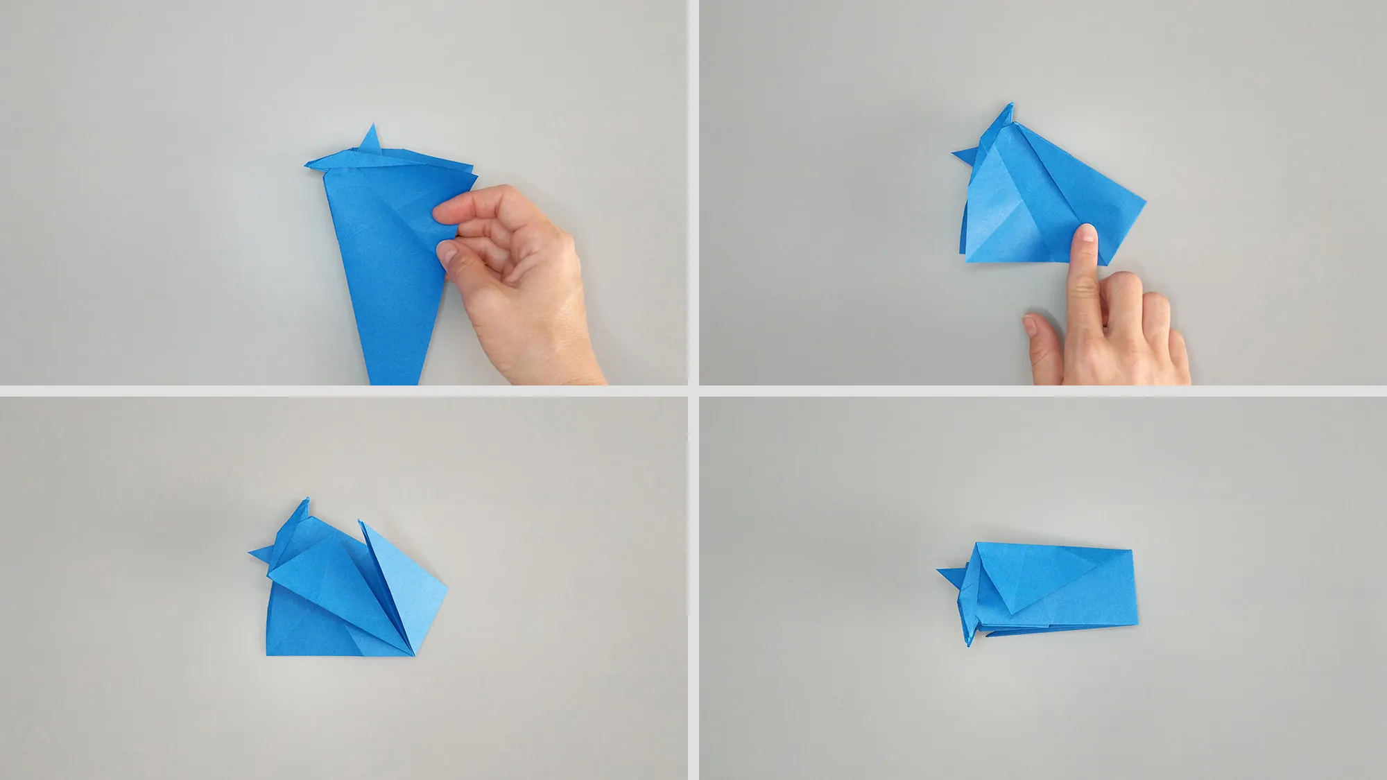 Étape par étape, comment plier un pingouin en origami en papier. Étape 9