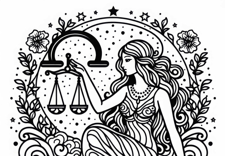 Libra coloring page zodiac sign free