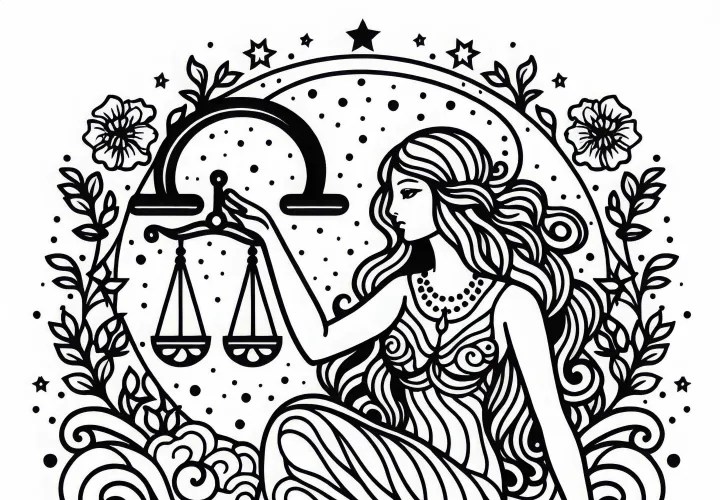Libra coloring page zodiac sign free
