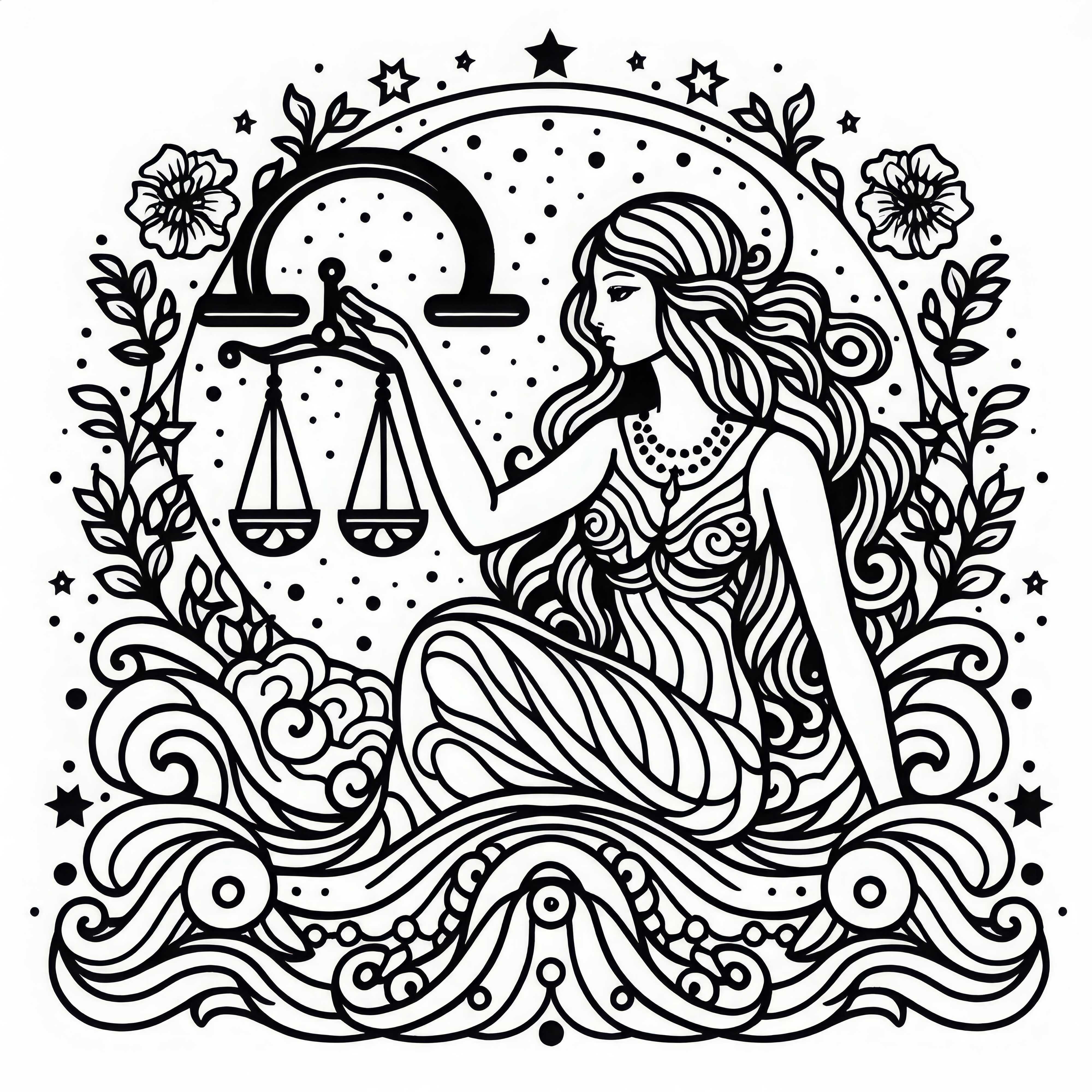 Libra Coloring Page Zodiac Sign Free