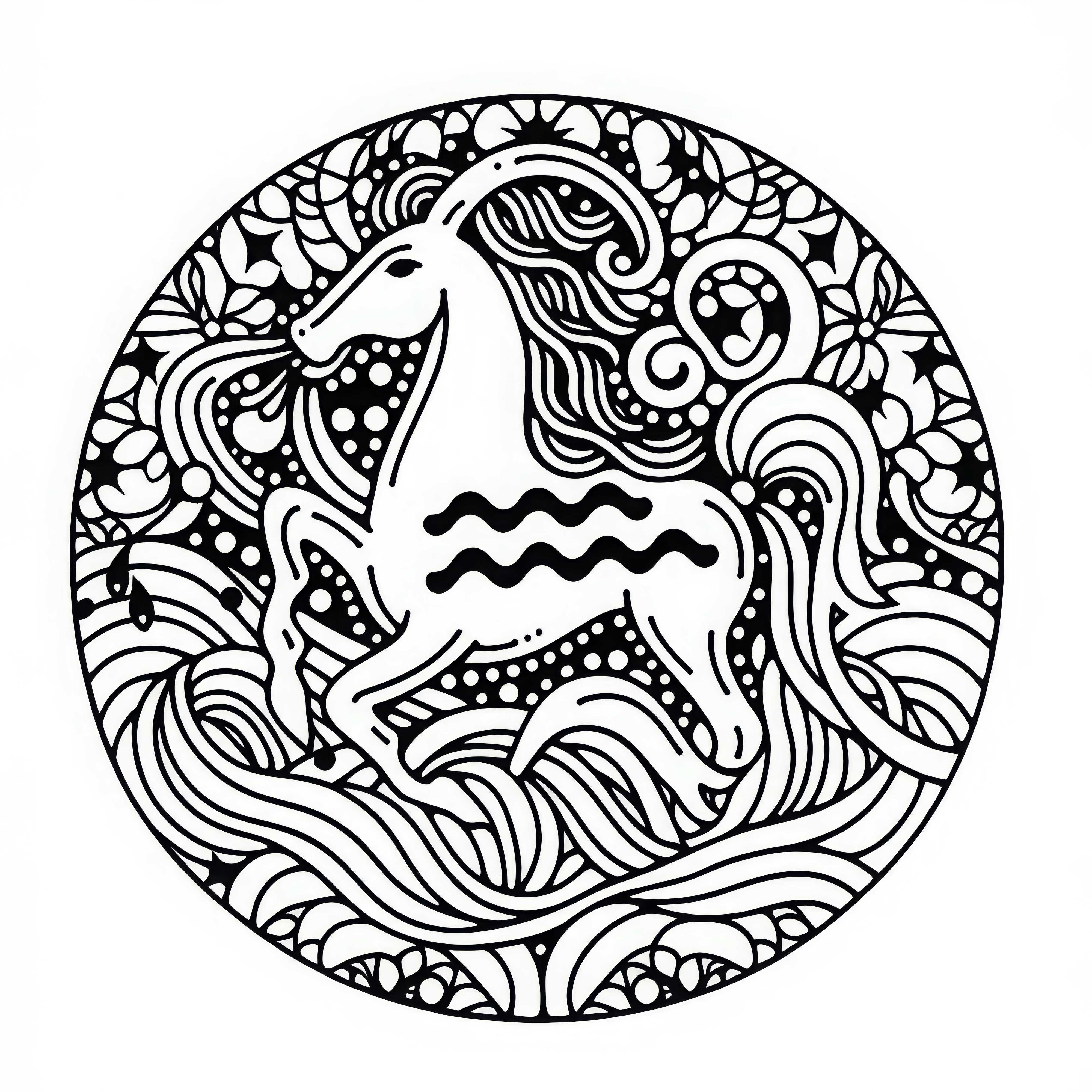 Aquarius Coloring Page - Zodiac Sign Free to Download and Color Online