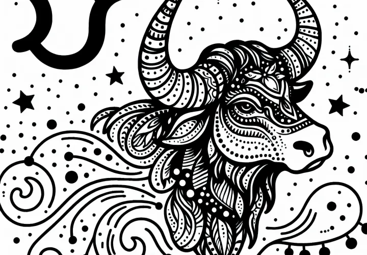 Taurus Coloring Page for Zodiac Sign Free