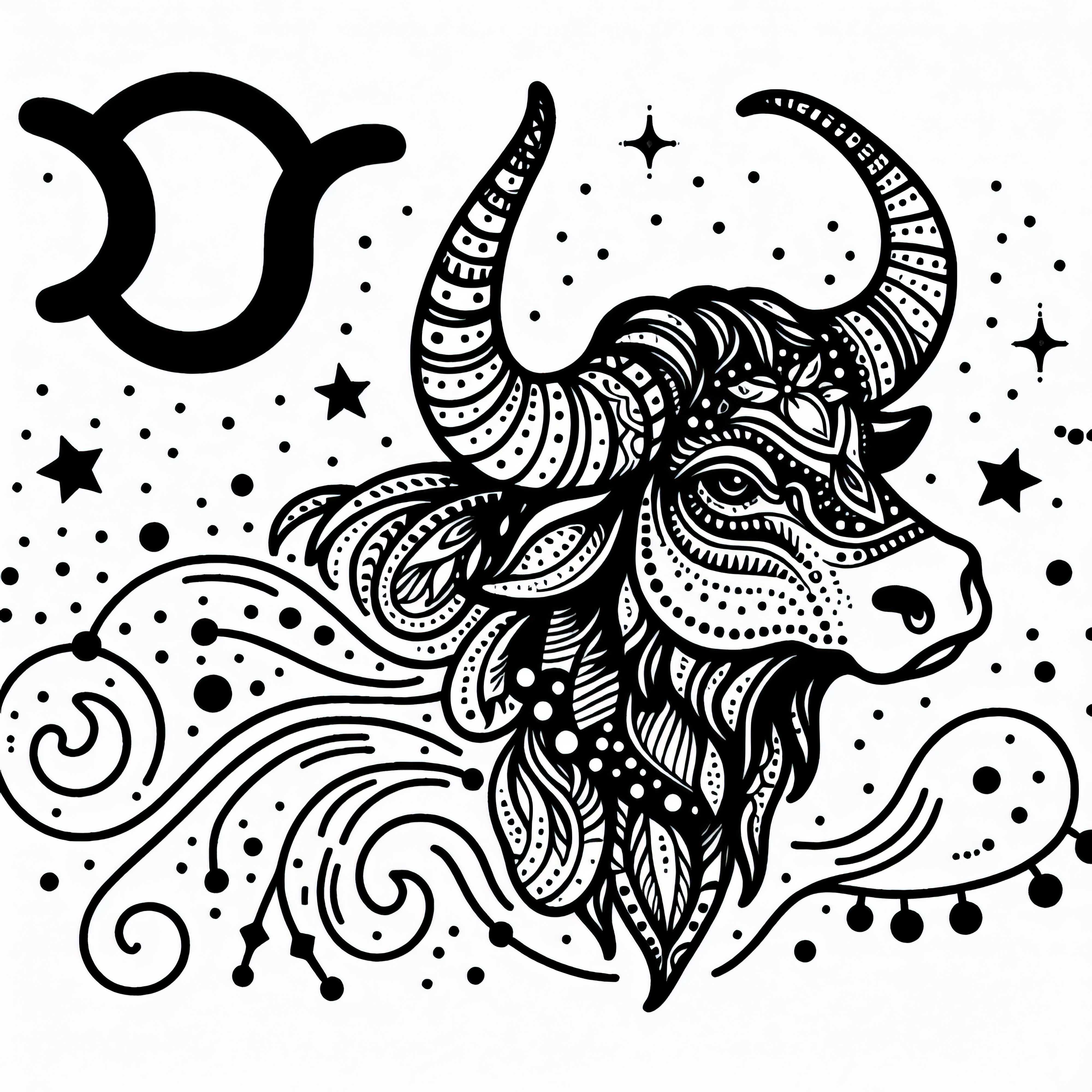 Free Taurus Coloring Page for Zodiac Sign