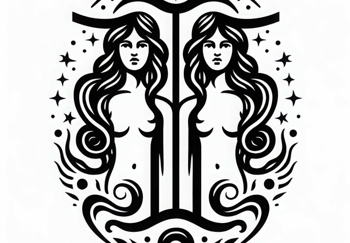 Free download of the Gemini coloring page - zodiac sign