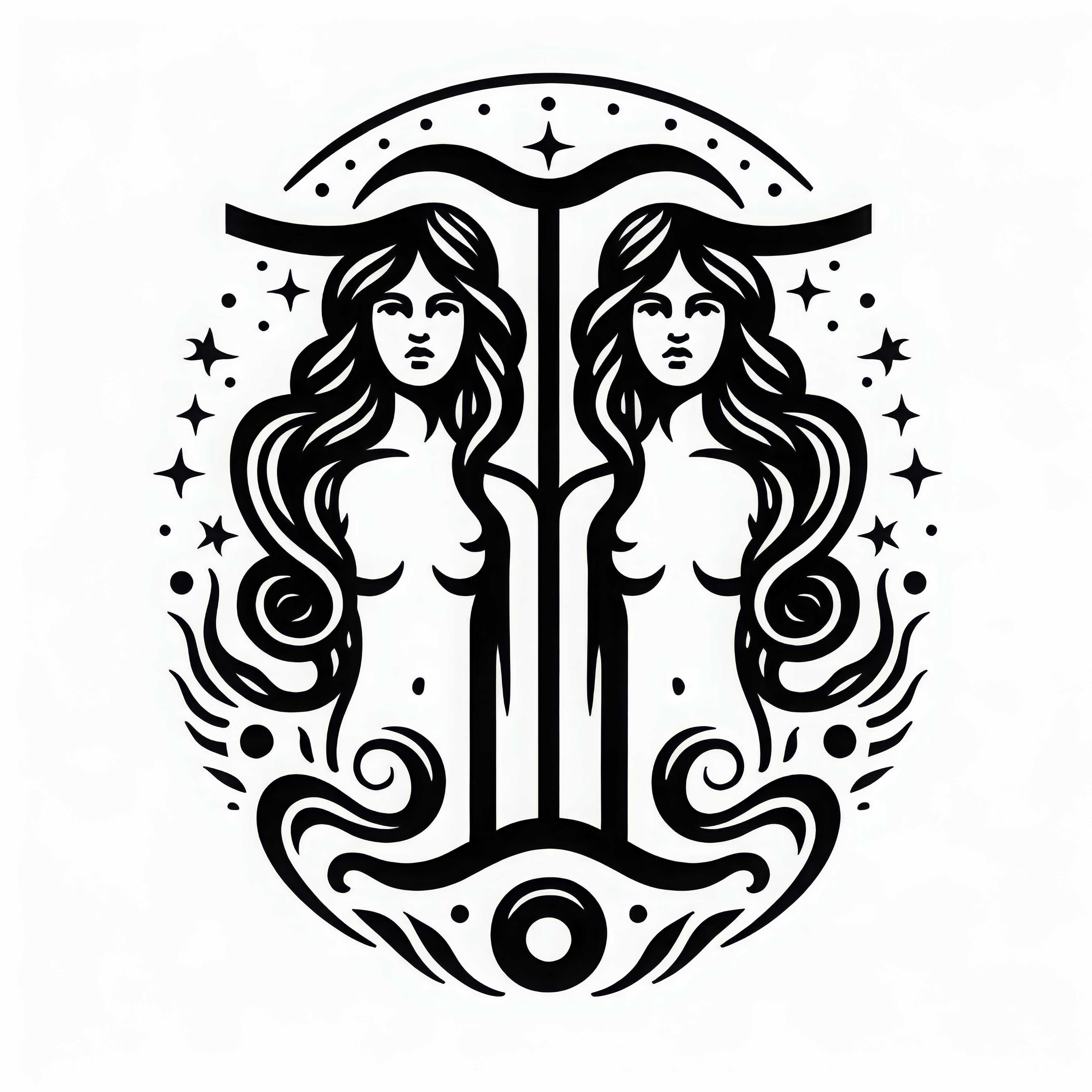 Free download of the coloring page of the Gemini – zodiac sign