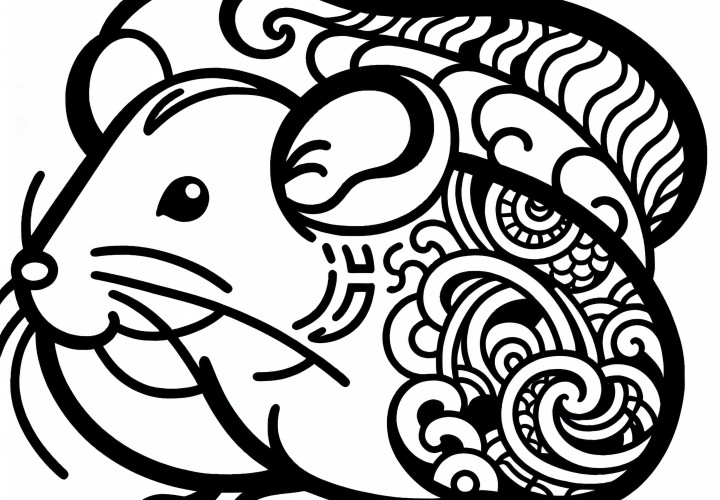 Rat Coloring Page Zodiac Sign Chinese Japanese Free