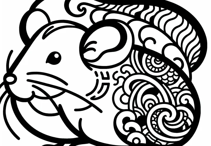 Rat Coloring Page Zodiac Sign Chinese Japanese Free