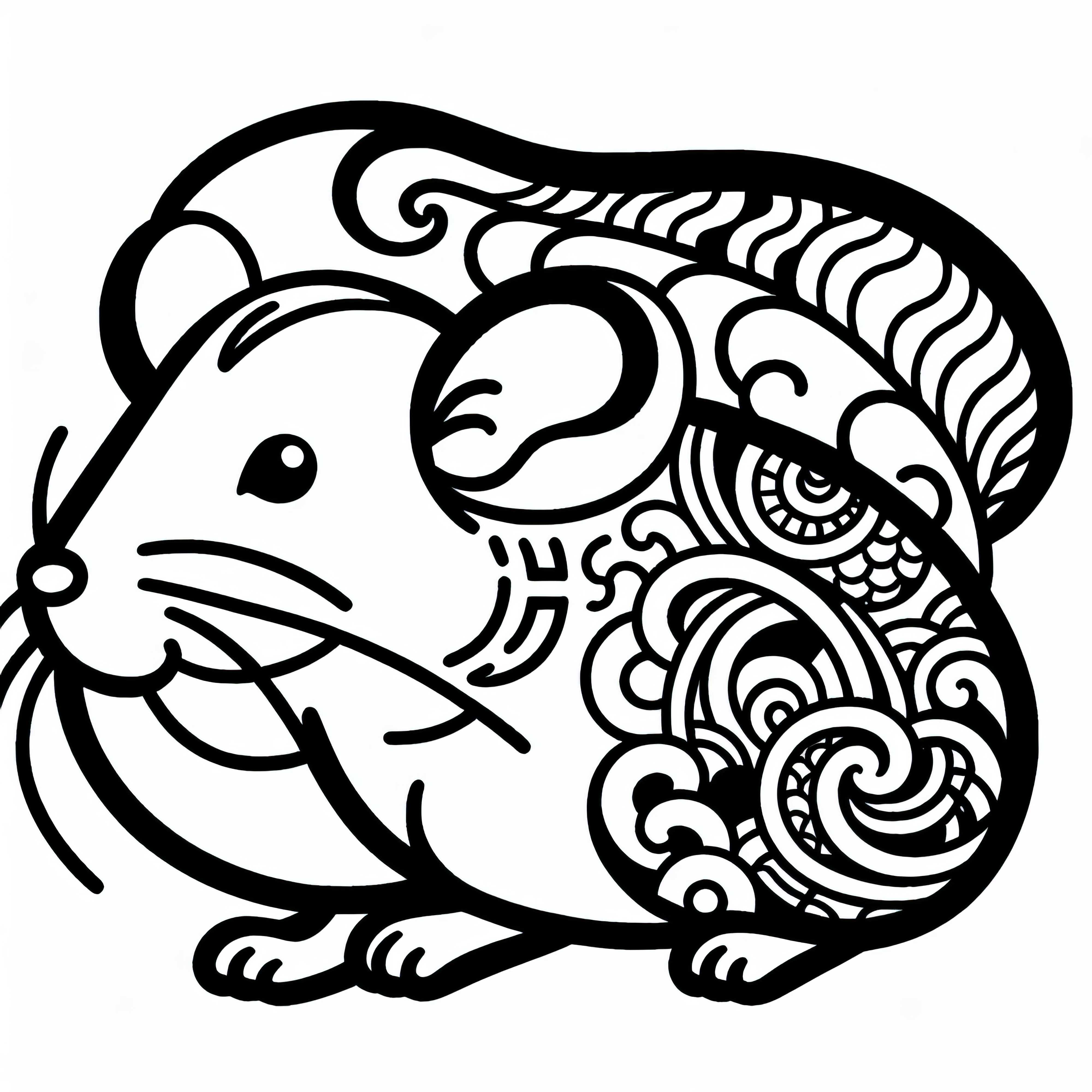 Rat Coloring Page Zodiac Sign Chinese Japanese Free