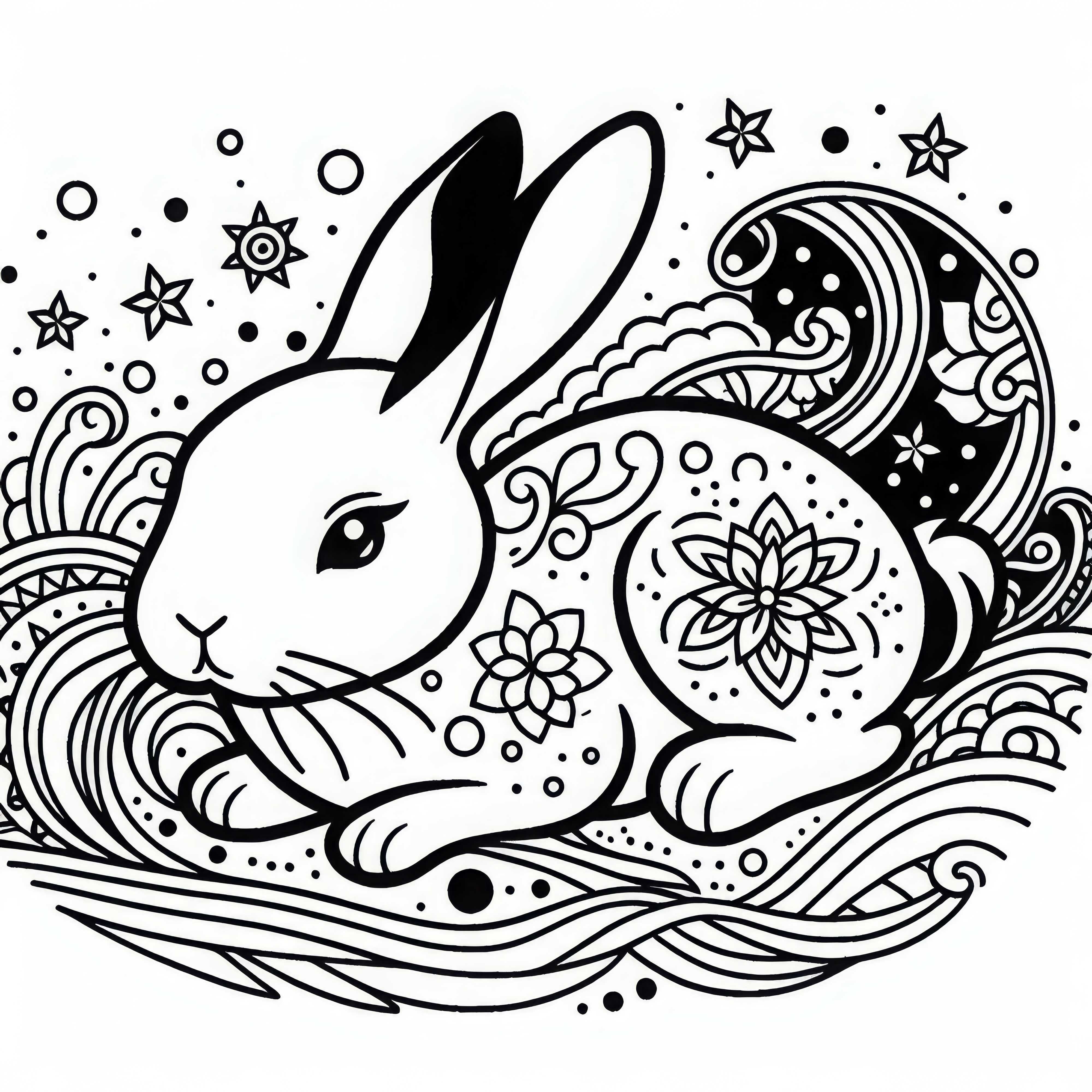 Rabbit Coloring Page Zodiac Chinese Japanese Free
