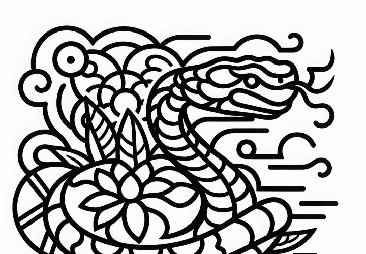 Coloring page of a Chinese and Japanese dragon – free download