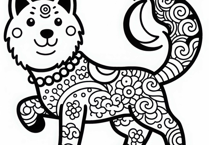 Dog Coloring Template Zodiac Sign Chinese Japanese Free