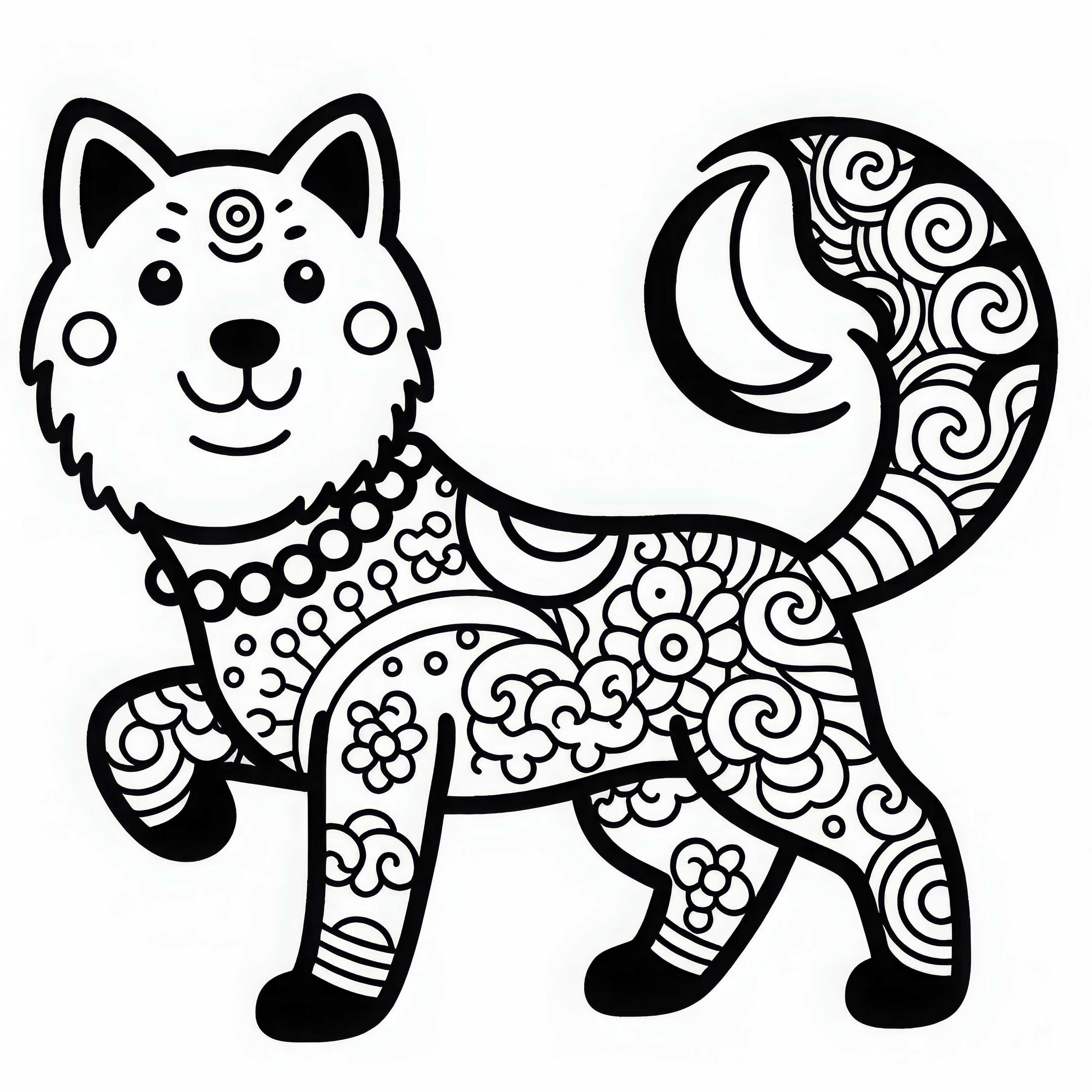 Dog Coloring Template Zodiac Sign Chinese Japanese Free