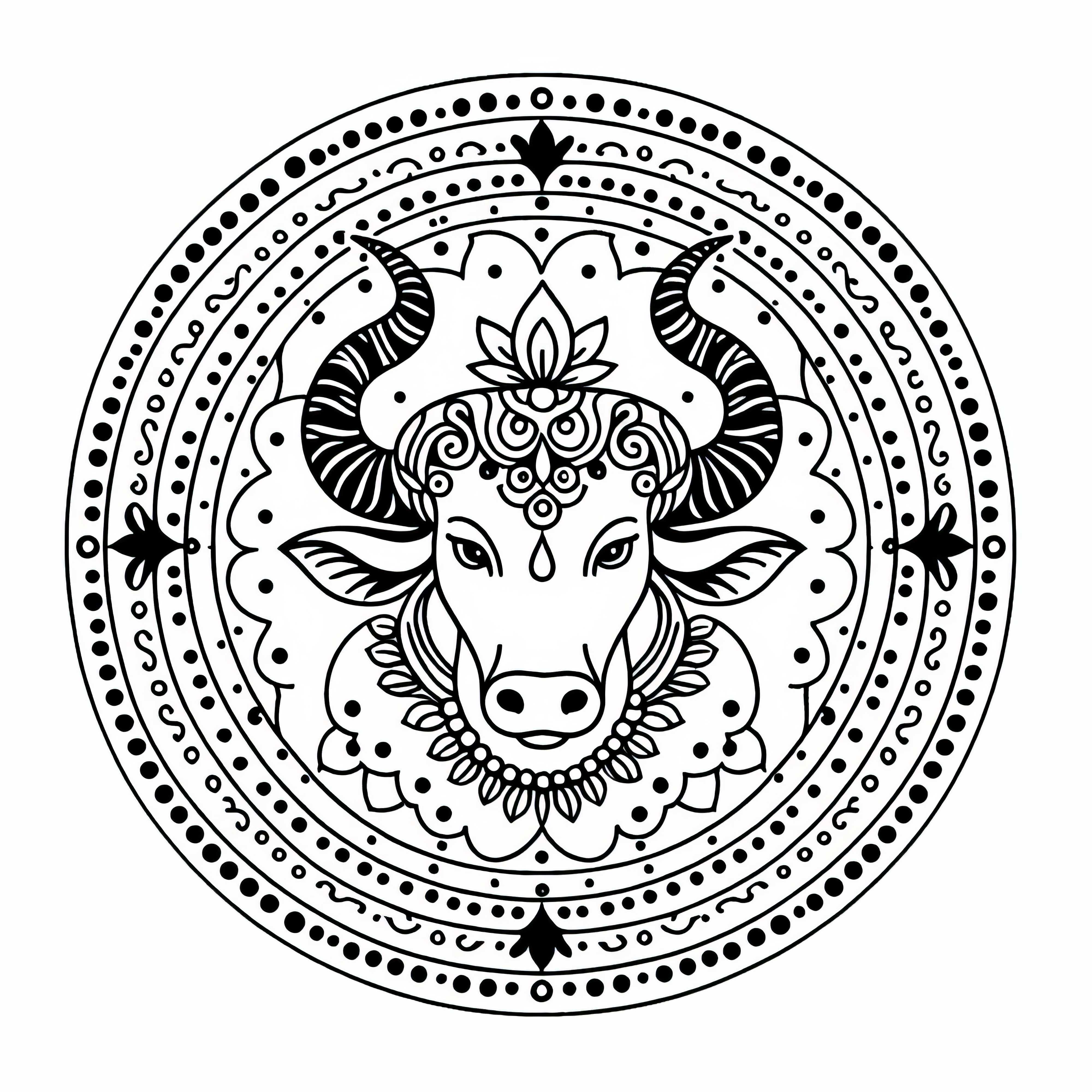Taurus Coloring Page – Indian Zodiac Sign Free
