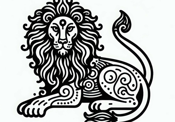 Lion Coloring Page - Indian Zodiac Sign Free
