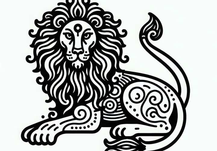 Lion Coloring Page - Indian Zodiac Sign Free
