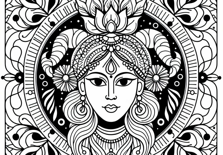 Tula Scale Coloring Template Indian Zodiac Sign Free