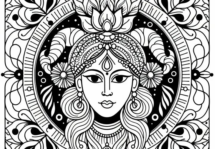 Tula Scale Coloring Template Indian Zodiac Sign Free