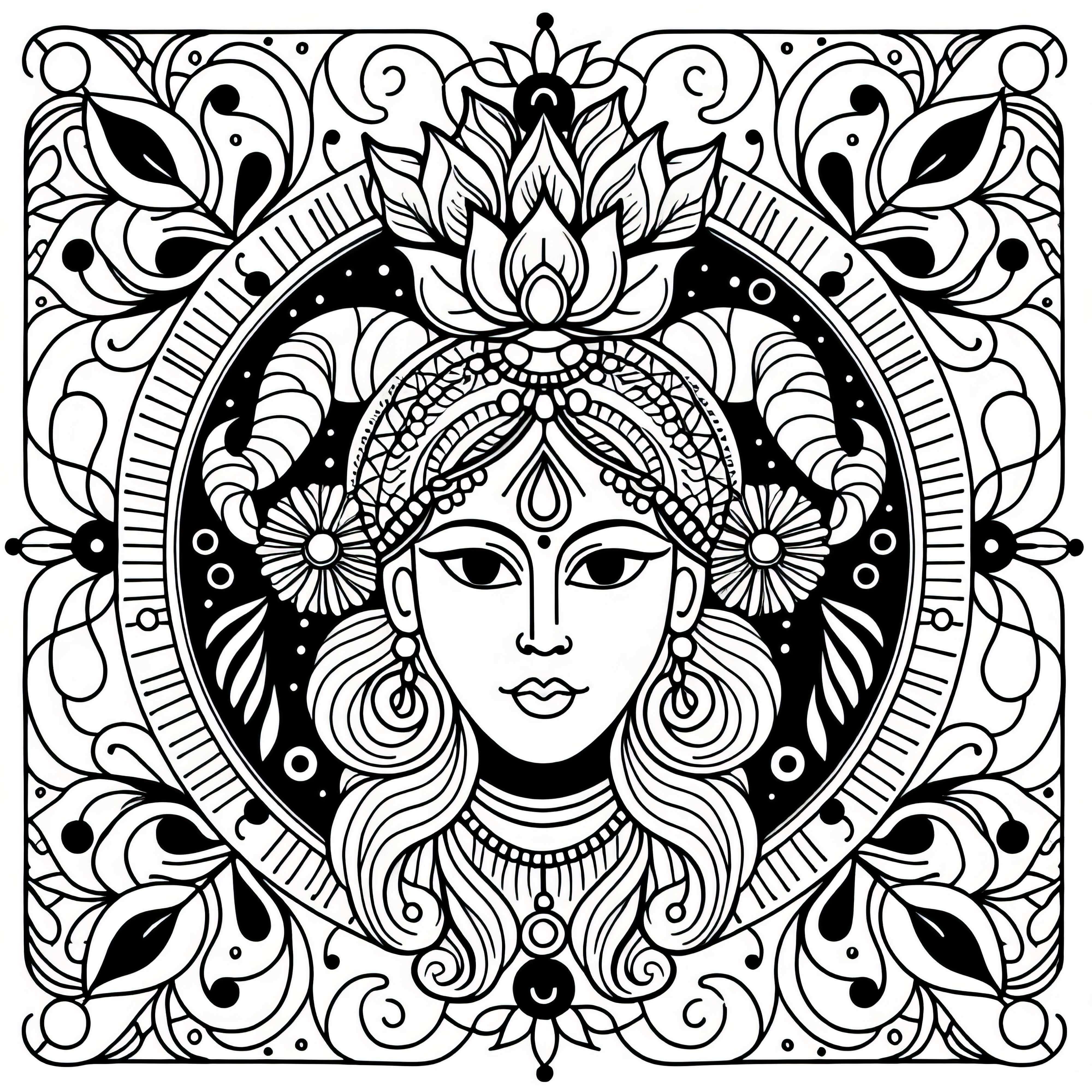 Tula Scale Coloring Template Indian Zodiac Sign Free