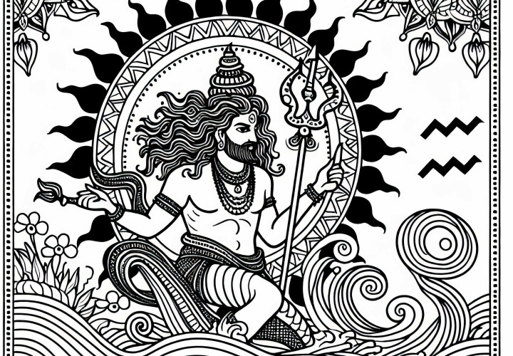 Kumbha Aquarius Coloring Page - Indian Zodiac Sign Free