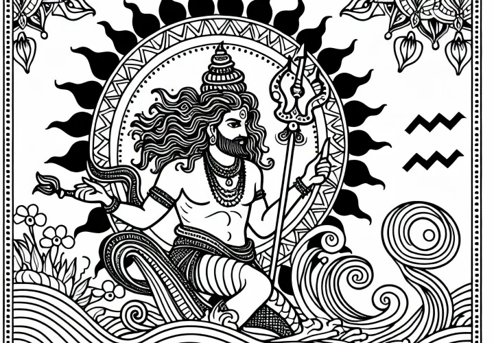 Kumbha Aquarius Coloring Page - Indian Zodiac Sign Free