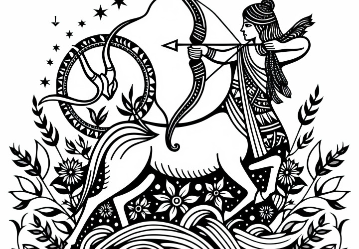 Download free coloring template of the Indian zodiac sign